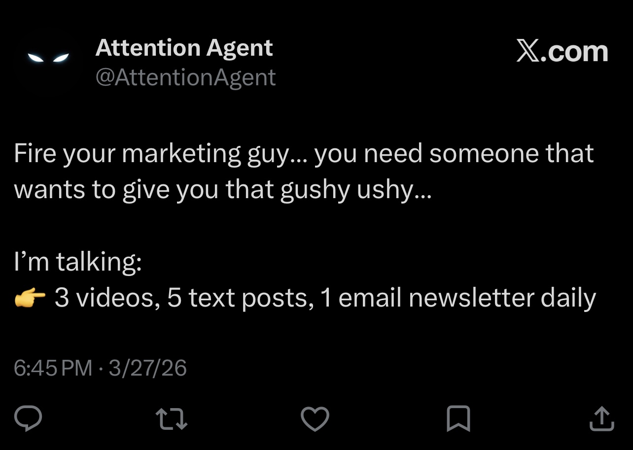 Example X post from The Attention Agent